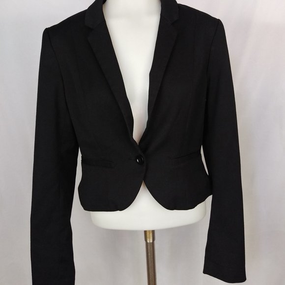 Divide H&M Jacket Blazer Short Black 10 Open Front - Picture 1 of 9